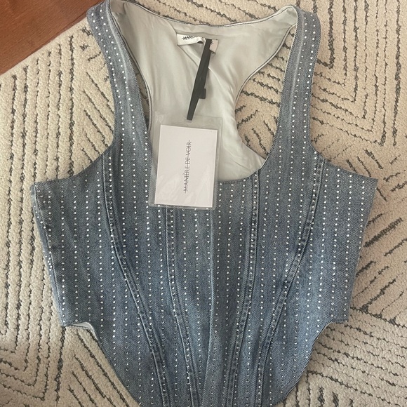 Manier De Voir DENIM RHINESTONE CORSET - Picture 4 of 7